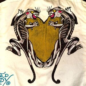 Y2K Ed Hardy Christian Audigier White Vest Panthers Embroidered Size XS